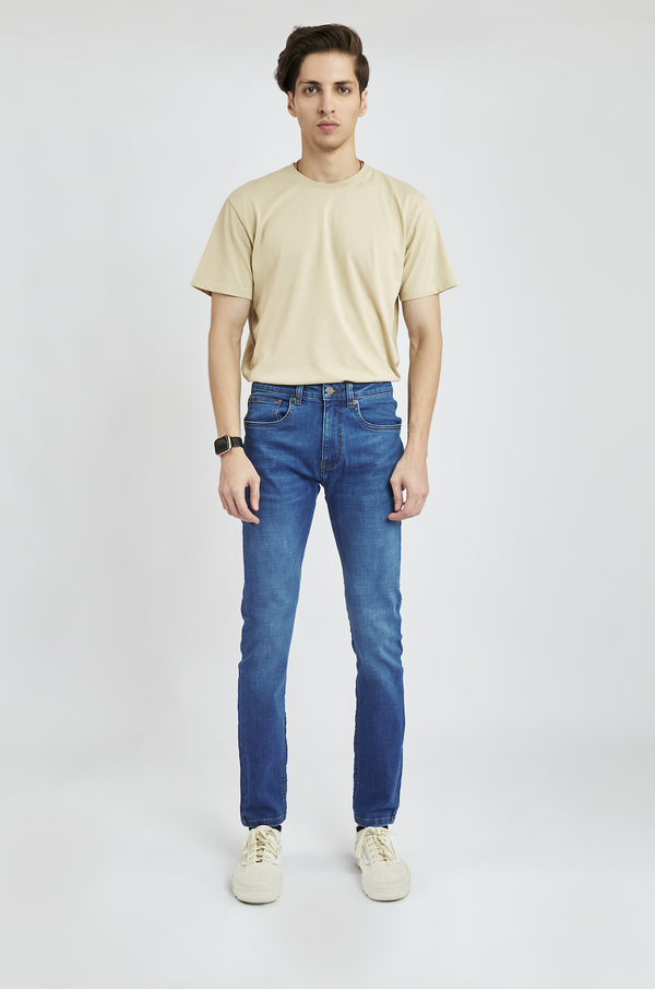 Ultra Stretch Medium Blue Denim Jeans | Leaf Clothing