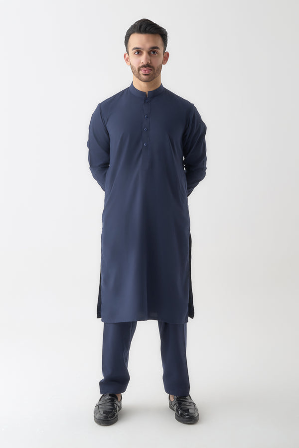 Navy Blue Traditional Shalwar Kameez | Leaf Clothing's Classic Pakistani Attire