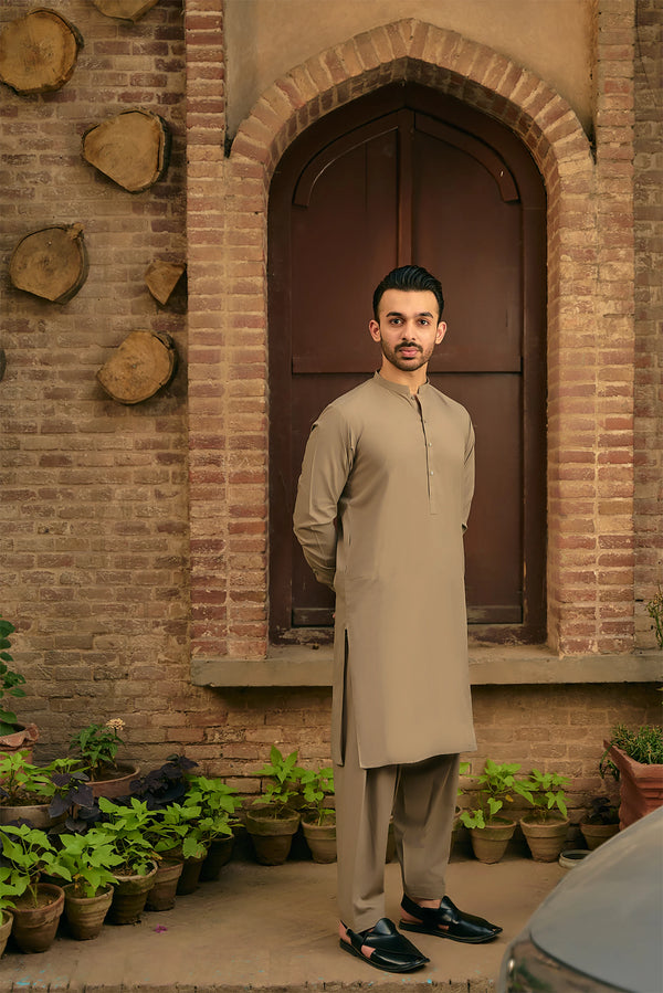 Premium Quality Light Ash Wash and Wear Shalwar Kameez