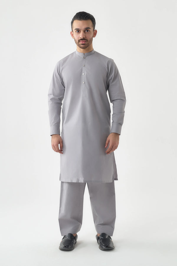 Premium Quality Light Grey Cotton Shalwar Kameez