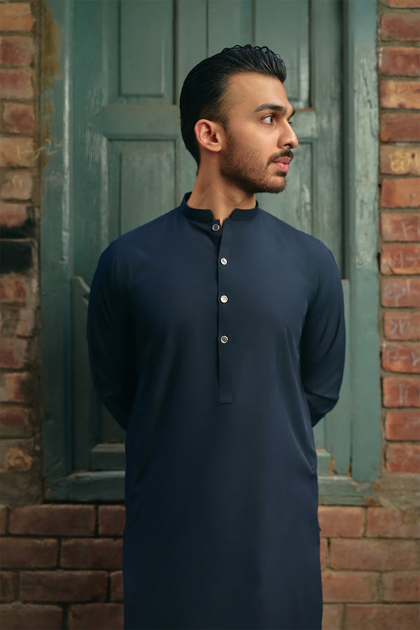 Premium Quality Navy Wash and Wear Shalwar Kameez