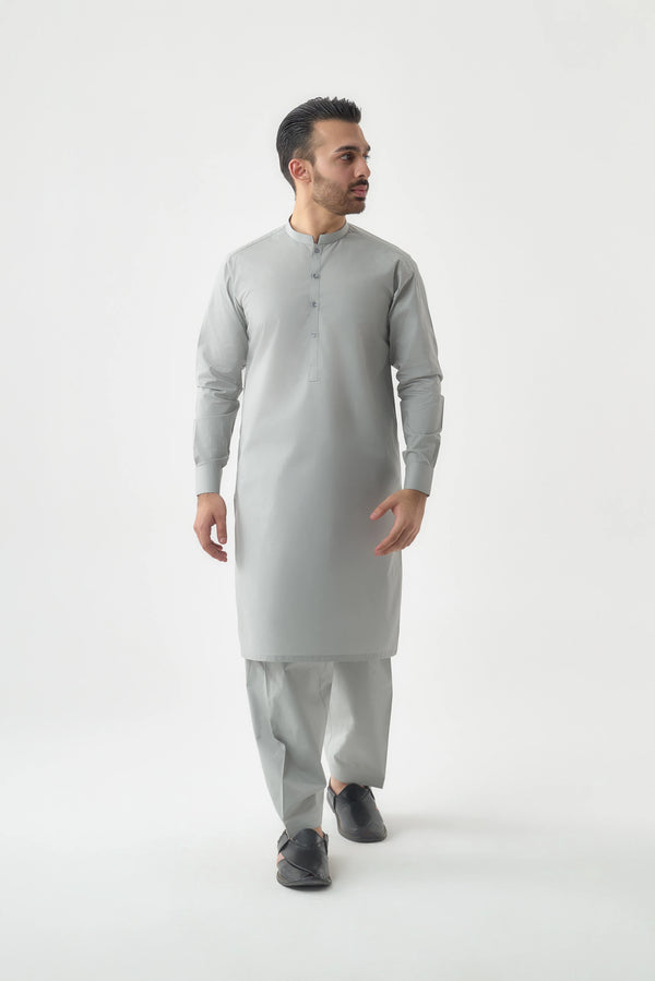 Premium Quality Silver Cotton Shalwar Kameez