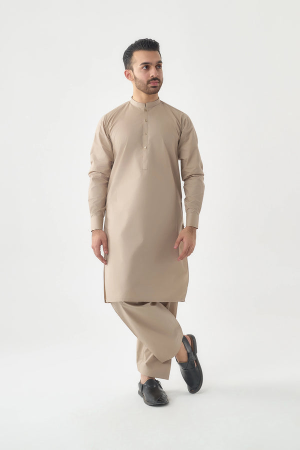 Men's Premium Beige Cotton Shalwar Kameez