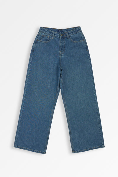 Medium Blue Wide Leg Denim Pant | Leaf Clothing